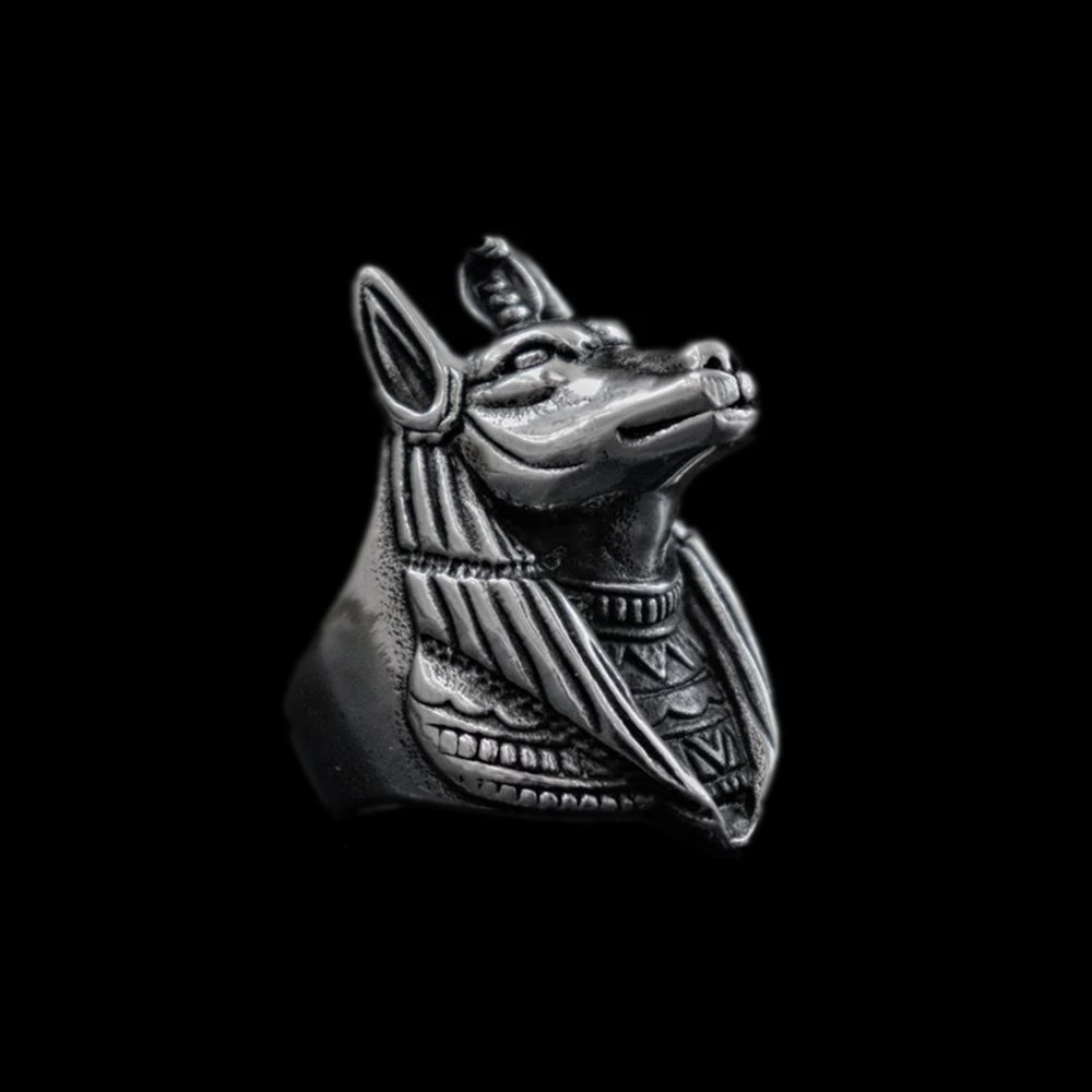 EYHIMD egypte mythologie mort Anubis acier inoxydable anneau égyptien Jackal dieu sous-monde garde-porte motard anneaux Rock bijoux