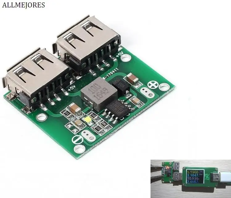 9โวลต์12โวลต์24โวลต์ถึง5โวลต์DC-DC Stepdownควบคุมแรงดันไฟฟ้าDual USBเอาท์พุทบั๊กVoltageคณะกรรมการ3Aรถชาร์จชาร์จRegulator 6-26โวลต์