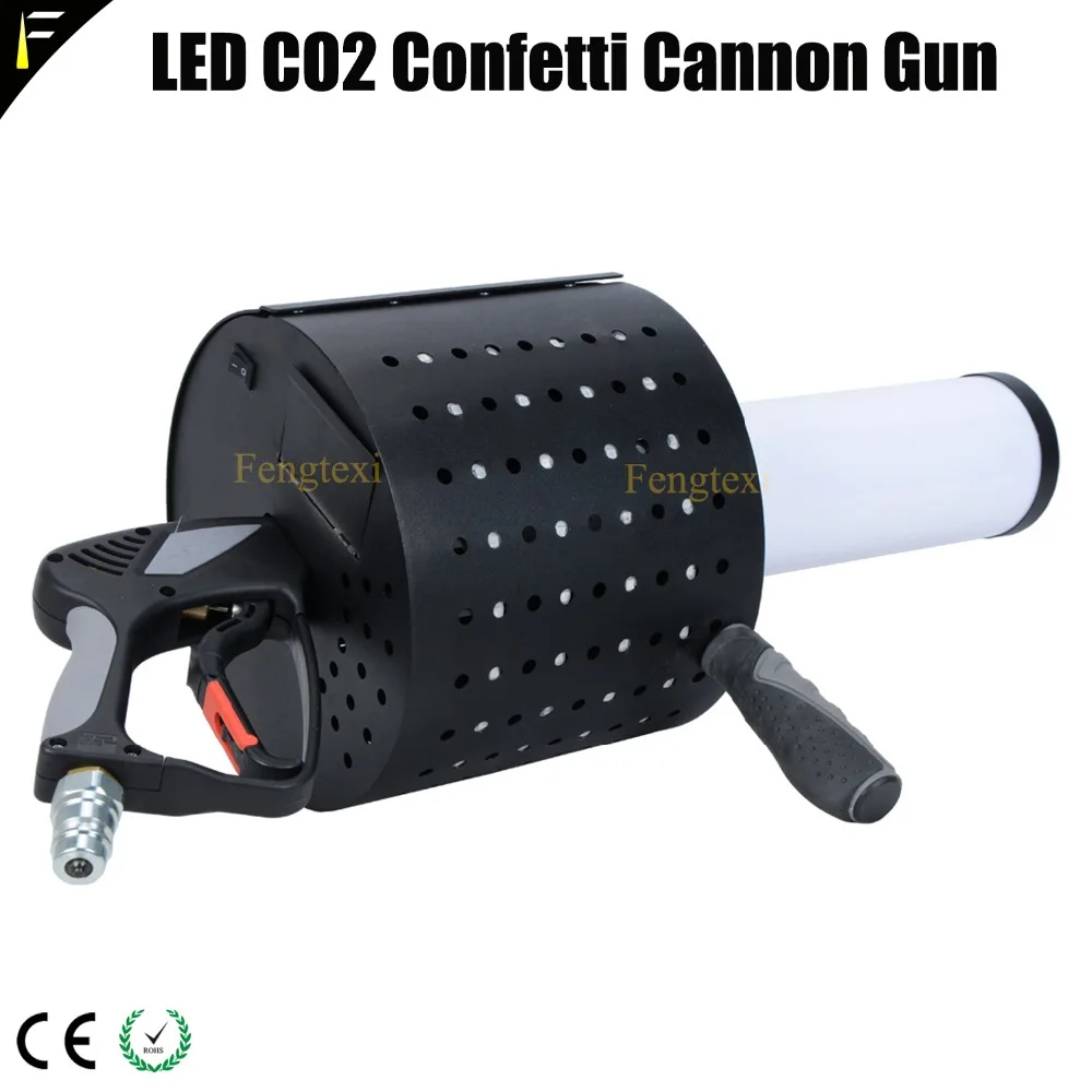 Portable LED Colorful RGB Co2 Jet Gun with Confetti Jet Cannon Shoot Effect Gun Hand-held Confetti Spray Device 3 meter Hose