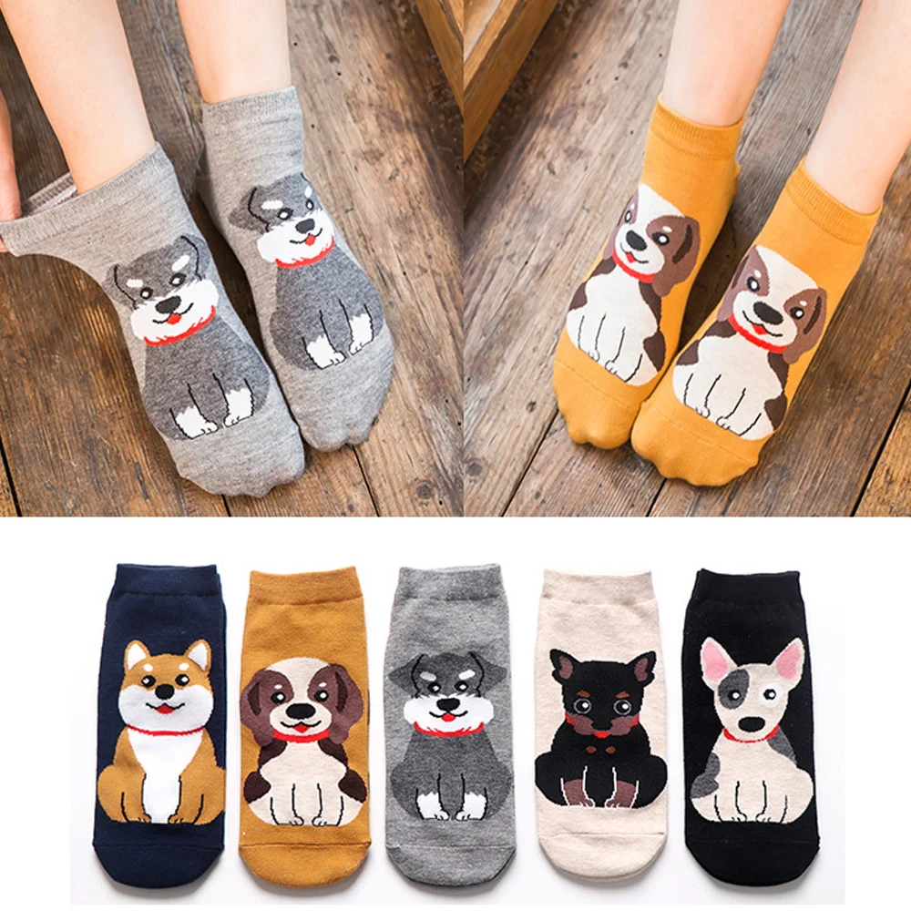 Women Socks 2019 Fashion Cartoon Kawaii Tide Shiba Bull Terrier Beagle Dog Animal Socks Creative Funny Lovely Happy Cotton Socks