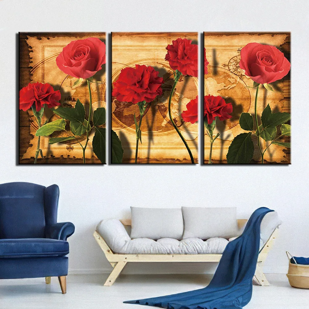 Canvas Art Prints Wall Art Flowers Pictures Paintings for Bedroom 3 Piece Modern Posters Stretched and Framed