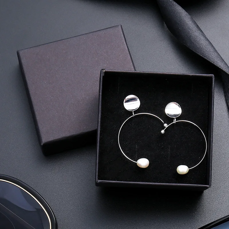 24Pcs/lot Black Kraft Paper Box Packaging Present Ring Earring Bracelet Protection Gift Box 9cmx9cm Can Custom Your Logo