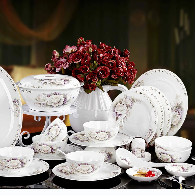 Ceramics fashion quality rustic 56 bone china dinnerware set dishes microwave oven