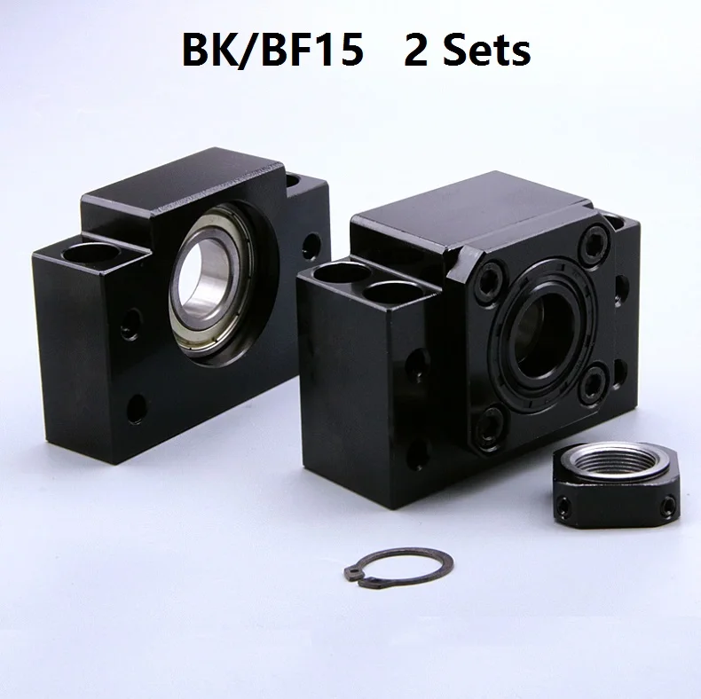 

2pcs BK15 Fixed Side and 2pcs BF15 Floated Side for ball screw end support cnc part 2 sets BK/BF15