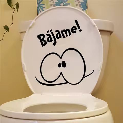 Novelty Creative Funny Toilet Seat Decals Bathroom Decor , Spanish Toilet Seat Stickers Wall Mural Art Decoration