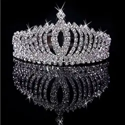 Tiara de strass elegante com pente para meninas, coroa de aro de cabelo infantil, cristal de alta qualidade, diamante, verão