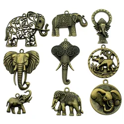 2pcs Elephant Charms Antique Bronze Color Elephant Charms Pendants For Bracelets Big Elephant Pendant Charms Making Jewelry