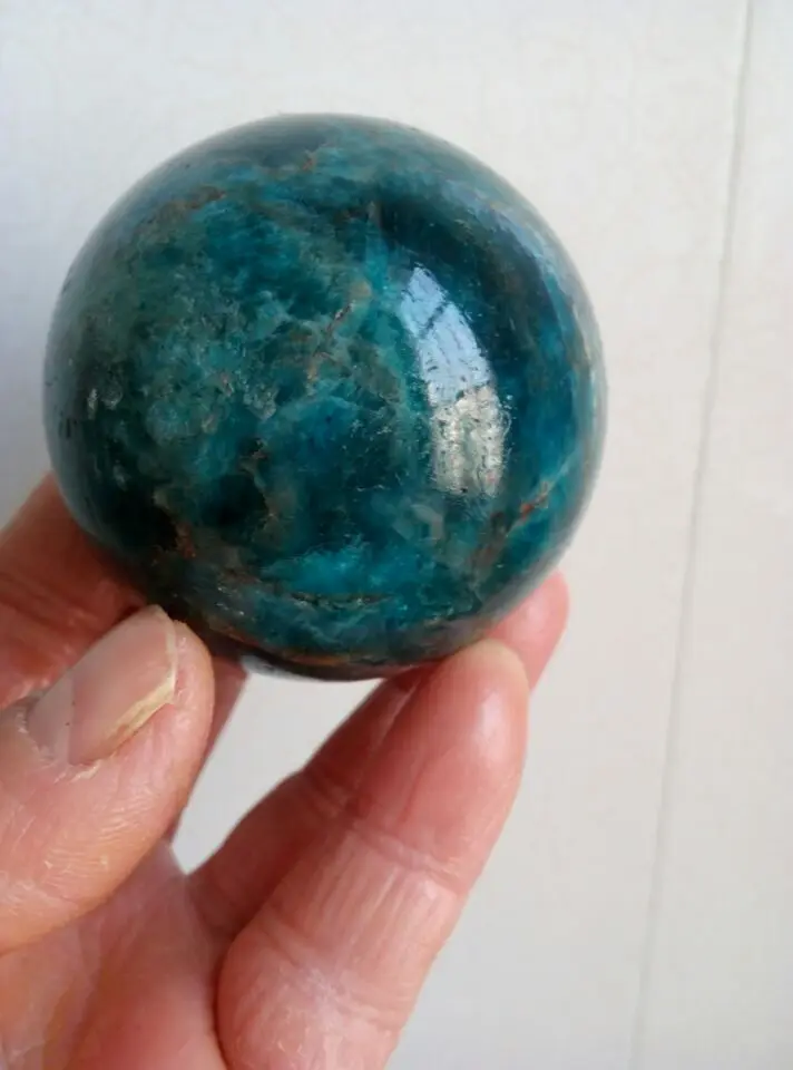 58mm Natural Blue Apatite Quartz Crystal sphere ball for healing decor 326g