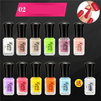 12Bottles Pack 6ml/each Eco-friendly Peel Off Nail Polish Candy Color Nail Art  11Colors + 1 Transparent Top Coat