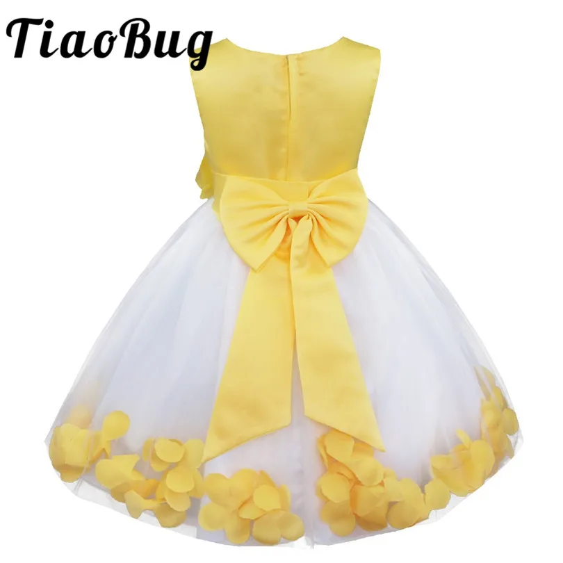 TiaoBug Infant Vestido Infantil Flower Girls Dresses Petals Elegant Pageant Formal Flower Girl Dress for Wedding Party Dresses