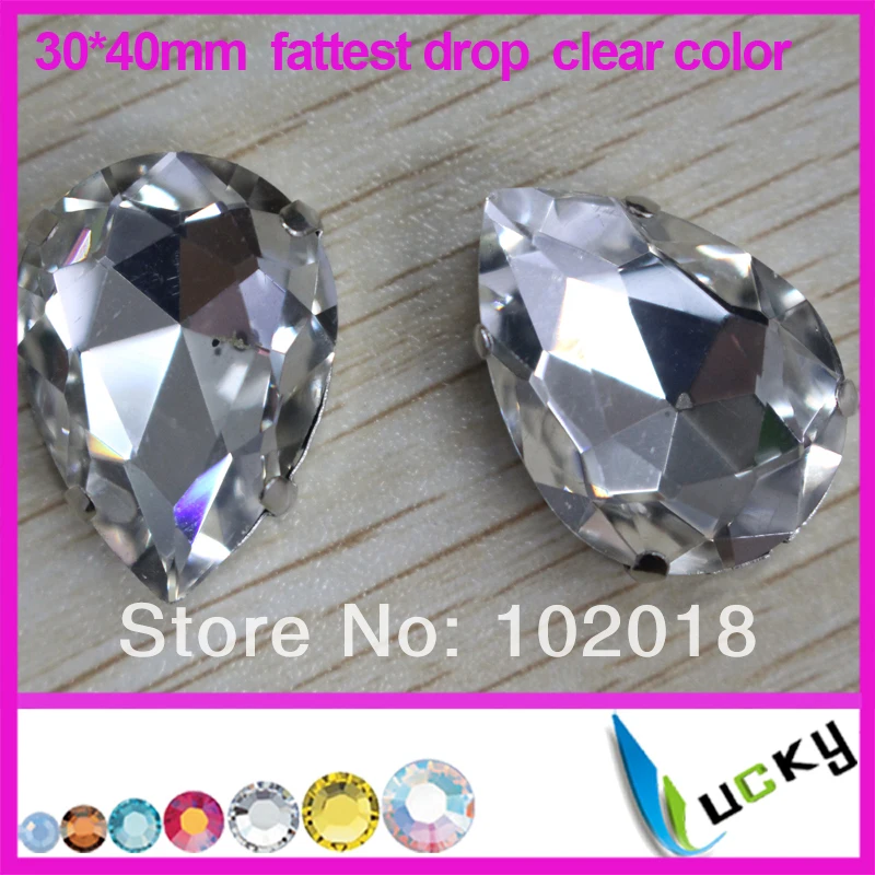 Free shipping! 14pcs fattest drop/pear shape fancy crystal point back strass crystal with metal claw rhinestones for wedding