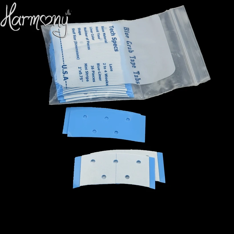 

36pcs Hold 2-4 Weeks Walkers Mini Strips Blue Lace Grab Tape Tabs Doube Sided Super Hair Tape for Lace Wigs Toupee