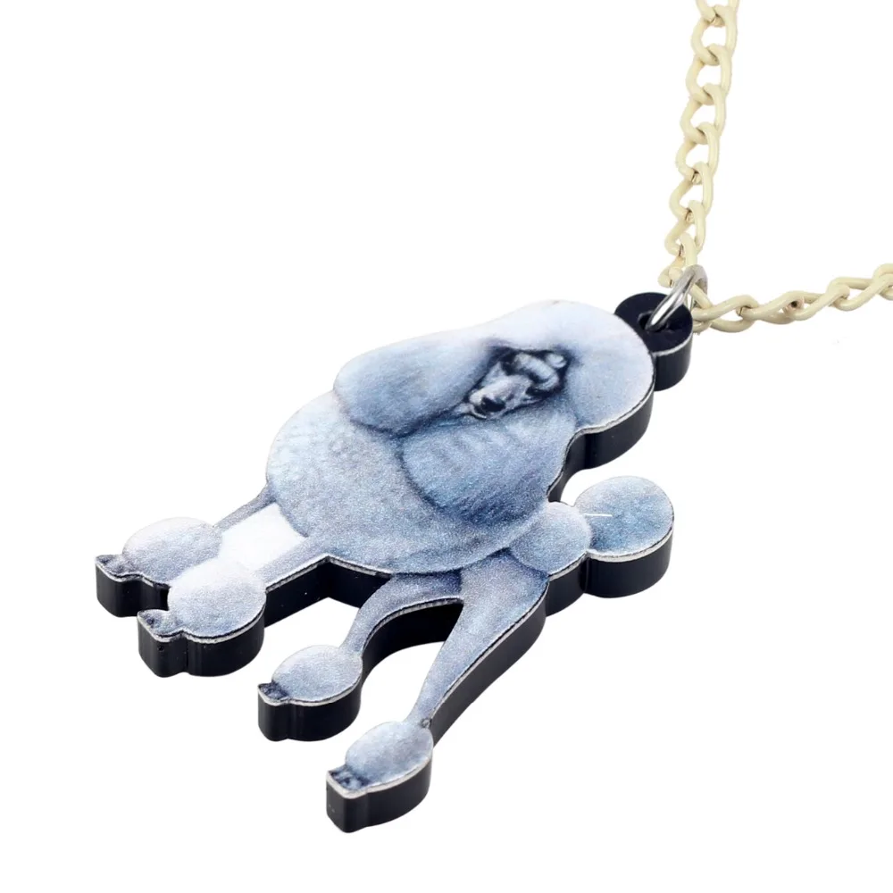 Bonsny Statement Acrylic Elegant Poodle Dog Necklace Pendant Chain Choker Anime Animal Jewelry For Women Girls Lady Teens Gifts