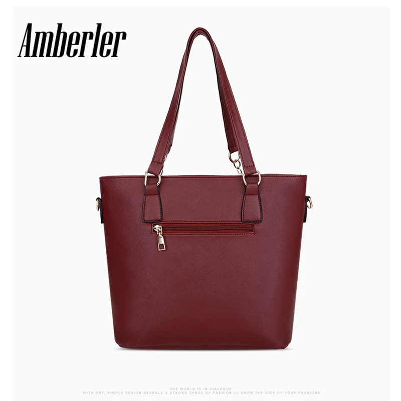 Amberler Luxury Women PU Leather Handbags Women Printed Bags Designer 6 Pieces Set Shoulder Crossbody Bags For Women Big Tote