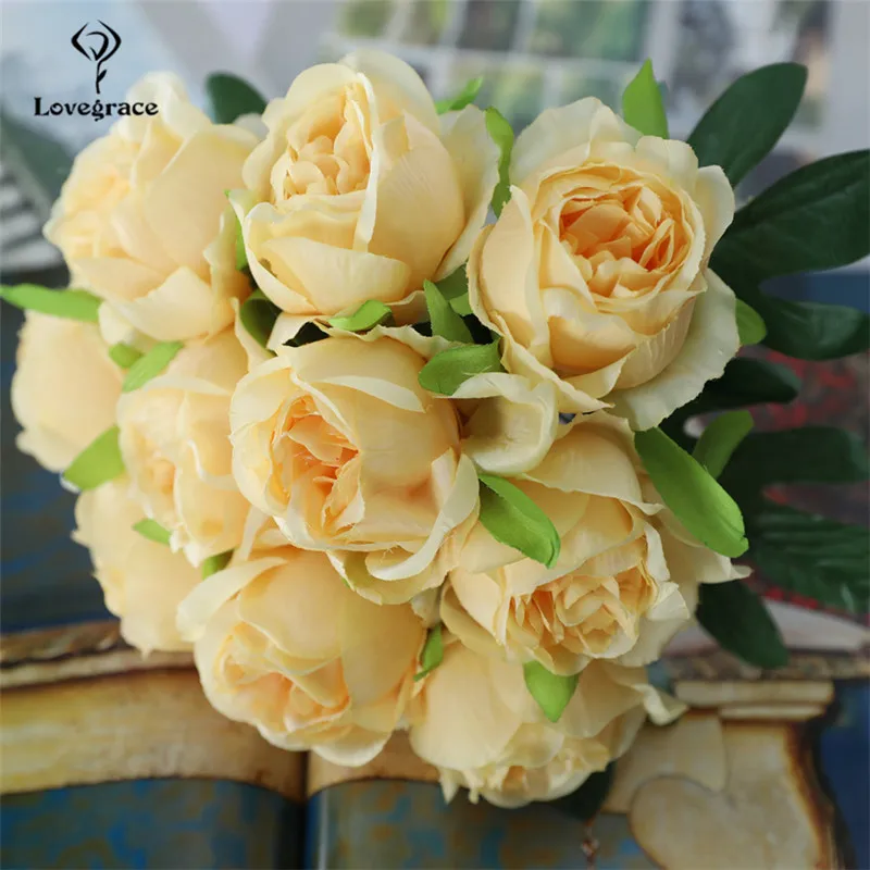 Bouquet de fleurs artificielles blanches en soie, 10/lot, fausses fleurs, pour un Mariage, DIY