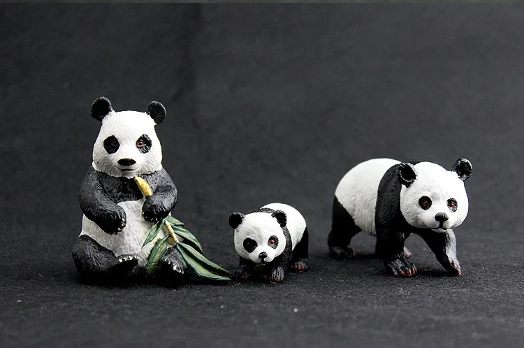 3pcs/set Simulation Animal Model of Panda Family Action Figure Decoration Cartoon Animal Toys Collection Children Birthday Gift