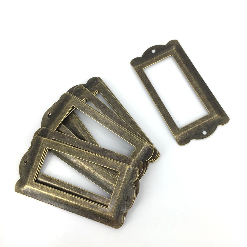 12Pcs Antique Bronze Metal Label Frame File Name Card Holder For Furniture Cabinet Drawer Box Case Bin