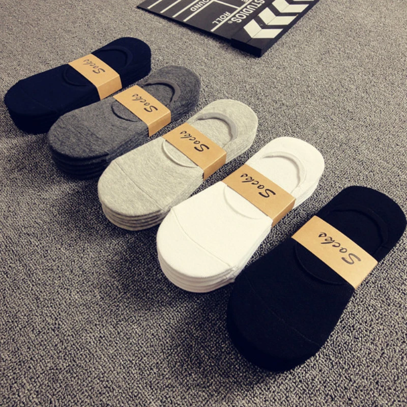 5Pairs/Lot Fashion Casual Men Socks High Quality Banboo & Cotton Brief Invisible Slippers Male Shallow Mouth No Show Sock