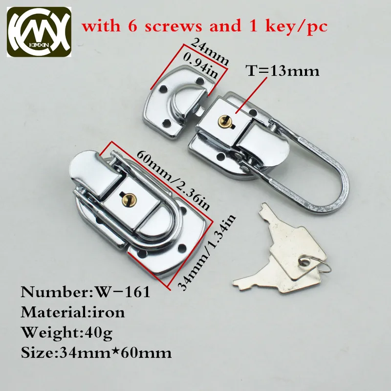 10pc 34*60mm High-grade Box buckle Equipmentcasees lock Flightcase with key locks Iron hasp Locking latch Wholesale KMX W-161