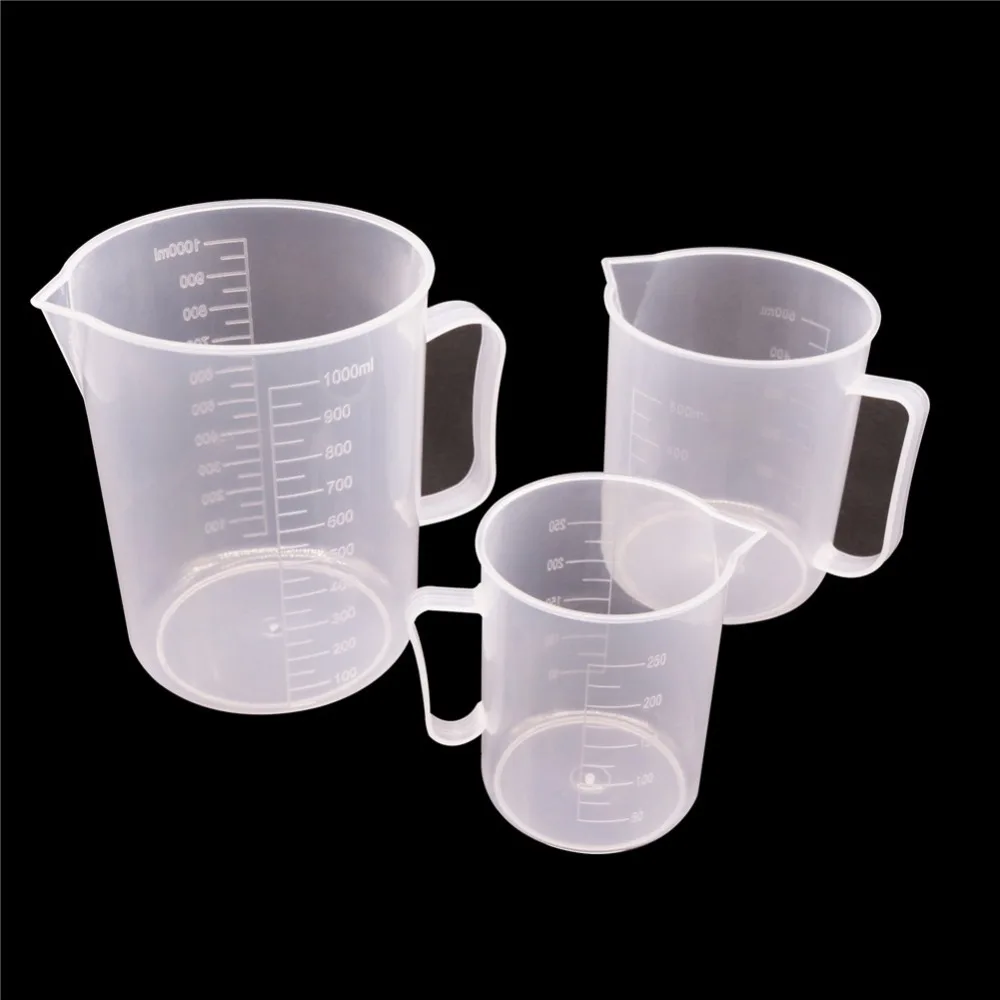 1 Pcs Laboratory Beaker Plastic Measuring Cup 1000ml/500ml/250ml Laboratory Cylinder Student School And Lab Student Stationery