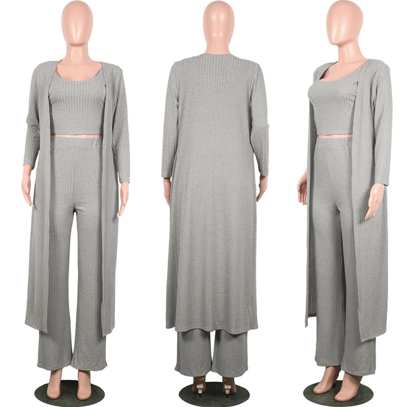 Модный комплект из трех предметов, женские широкие брюки, женский костюм из трех предметов, кардиган, накидка, пальто, длинный плащ, зимняя одежда знаменитостей