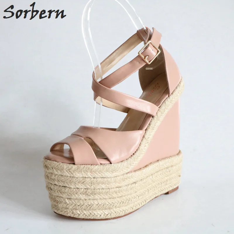 

Sorbern Pink Nude Rope Heels Sandals For Women Shoes Platform Sandals Women Summer 2018 Shoes 43 Women Heels Black Strap Heels