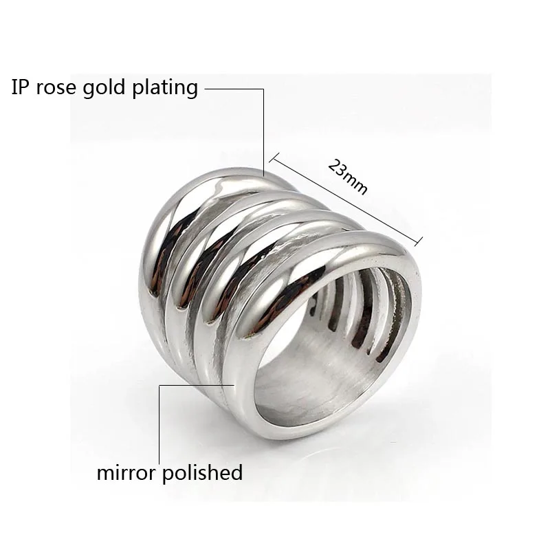 New Long Wide Party Punk Rings for Women Stylish Casting Women Ring Stainless Steel Fashion Wholesale Jewelry Christmas Gift