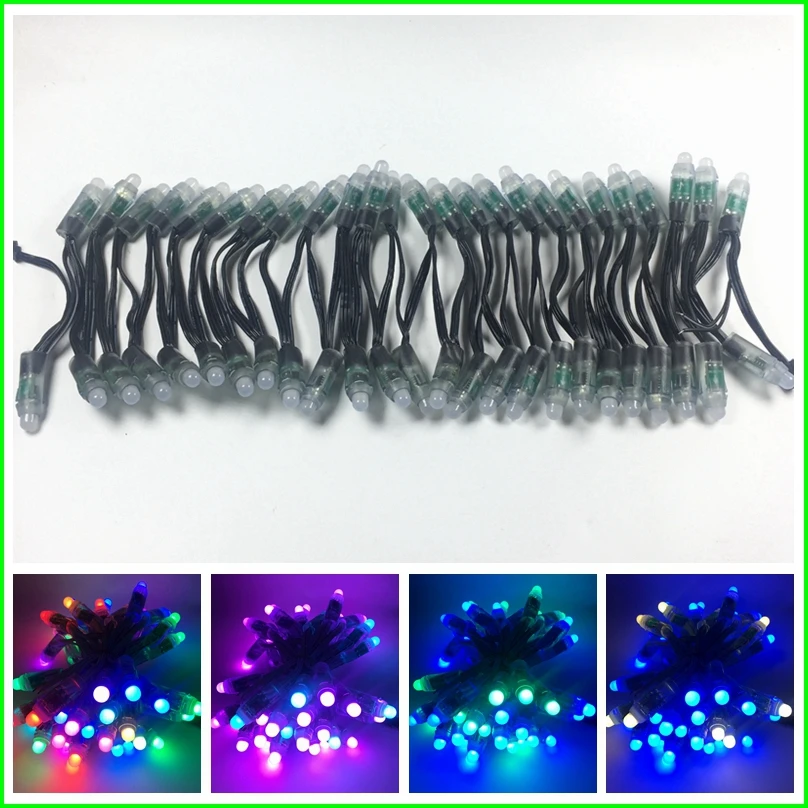 500pcs DC5V /DC12V 12mm ws2811 ic LED Module Black/Green/White/RGW Wires String Christmas led Pixel light;Addressable;waterproof