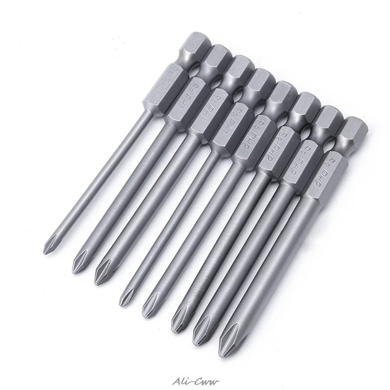 

8pcs 75mm Long Magnetic Head Cross Hex Alloy Steel Screwdriver Bits Set