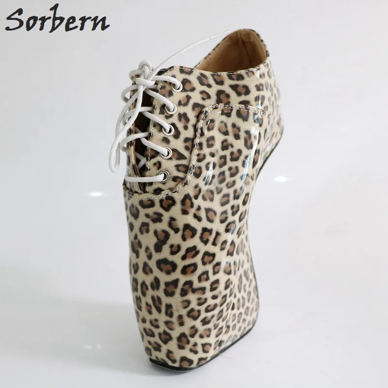 Sorbern Sexy Ultra High Heels Unisex Pumps Lace-up Cross Straps Shiny PU Pointed Toe Hoof Heelless Ballet Shoes Ladies Shoes 43