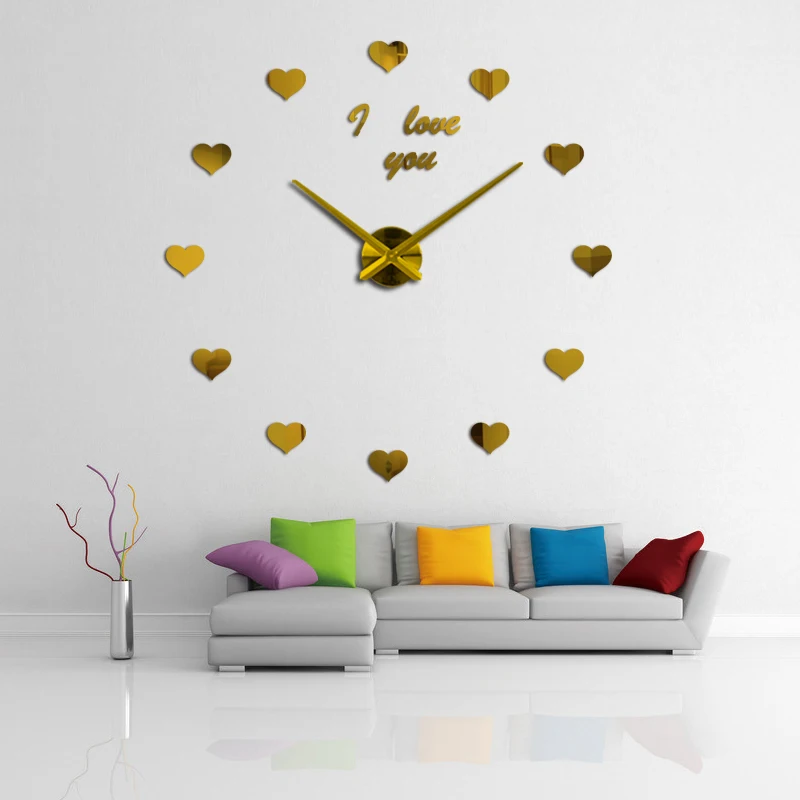 

Fashion New Diy acrylic mirror Wall ClockS big quartz watch still life needle clocks modern living room home decoration stickers