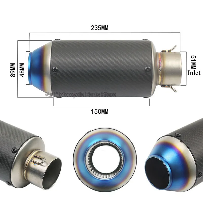 51MM Universal Motorcycle exhaust Modified Scooter Muffler Pipe Rocket Style Fried Street Motorbike Pipe For Pit Bike