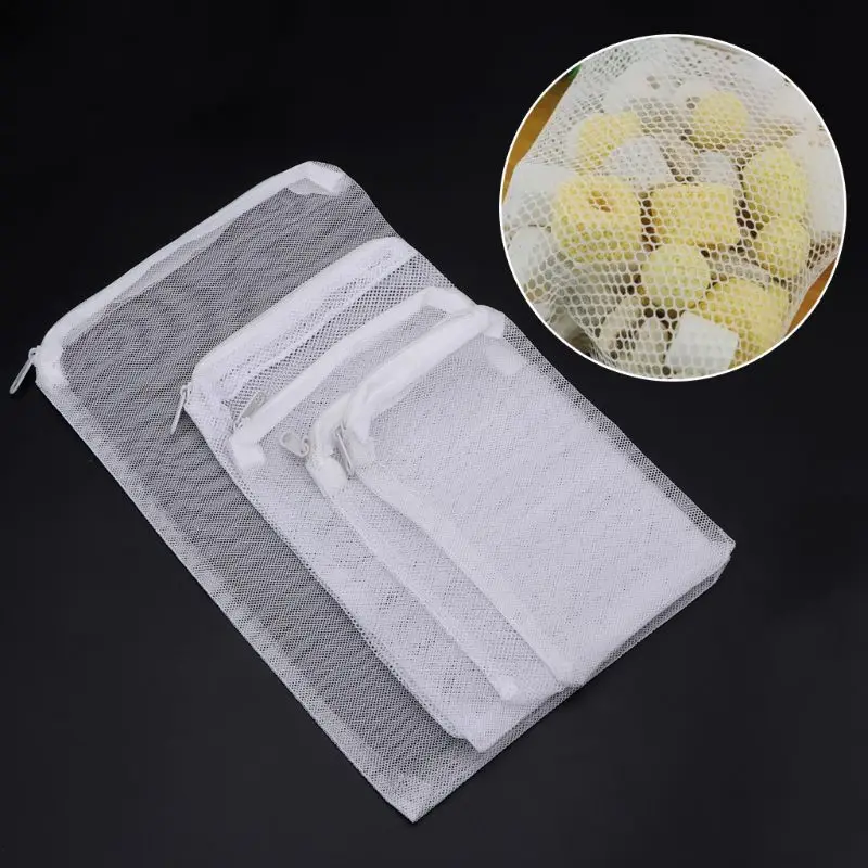 2019 New 5 Pcs/Set Aquarium Filter Bag Fish Mesh Bag Zipper Net Pond Bio Ball Active Carbon Isolation Storage 5 Sizes