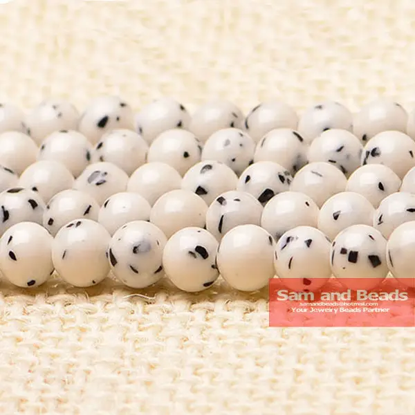 Free Shipping Natural Stone White Dalmation Beads 16