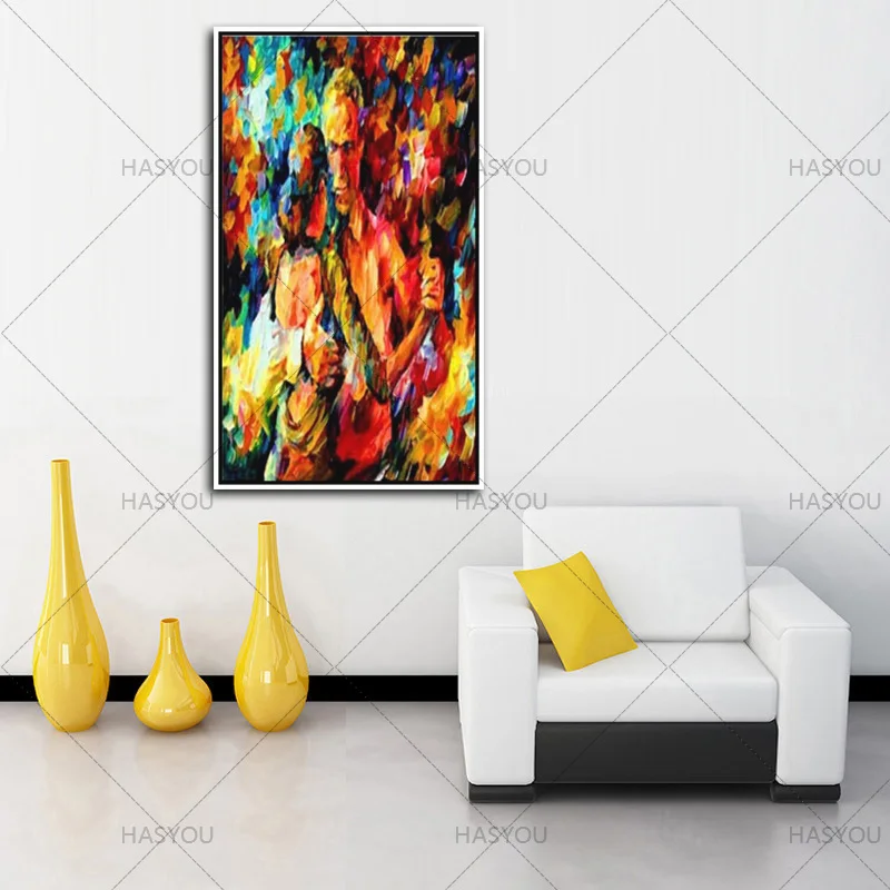 Wall Art Large lover modern oil Painting Canvas dancing woman Picture Abstract Figures Hand Painted Colorful figure Oil Painting