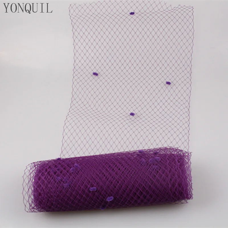 

Purple 5 Yards Per Lot Birdcage Veil With Dot 25CM Width Russian Veiling Netting Wedding Dot Veils Material LDV08