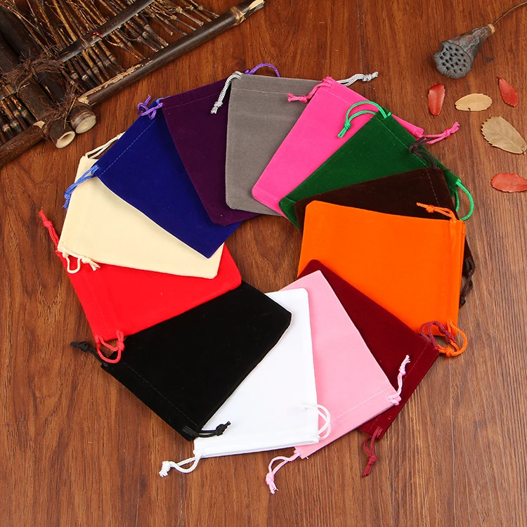 100Pcs/Lot Multi Colors Velvet Bag 5x7 9x12 15x20cm Charms Bracelet Jewelry Packaging Bags Wedding Drawstring Gift Bag Pouches