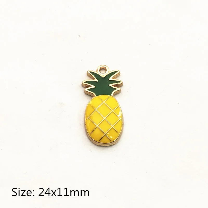 10 pcs Watermelon Strawberry Pineapple Fruit Enamel Beads Pendants Charms Craft DIY Jewelry Findings