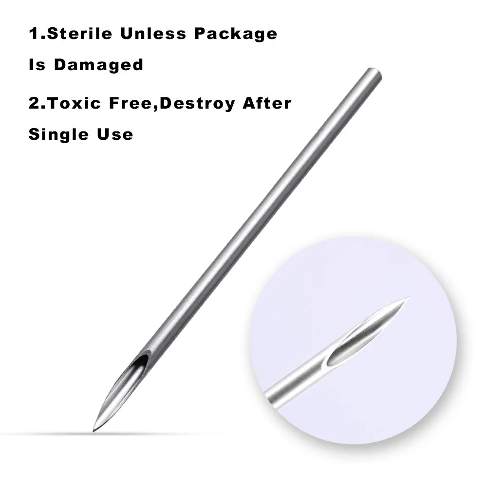 10PCS Tattoo Supply Accessories 14G 16G Piercing Needles Disposable Sterile Body Puncture Needles Assorted Ear Nose Navel Nipple