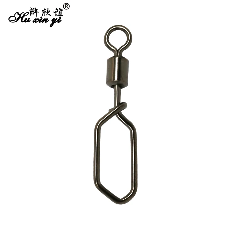 HXY PCS(100 50 40)  SIZE(12# to 1/0#) Swing Aquare Snap Swivel Fishing Accessories Ring Hook Stainless Steel Swivels Snap