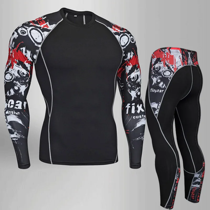 2022 Fitness MMA Compression Shirt Men Rashguard Male Long Sleeve T Shirt Crossfit Bodybuilding Men Skull Print 3D T Shirt Tops