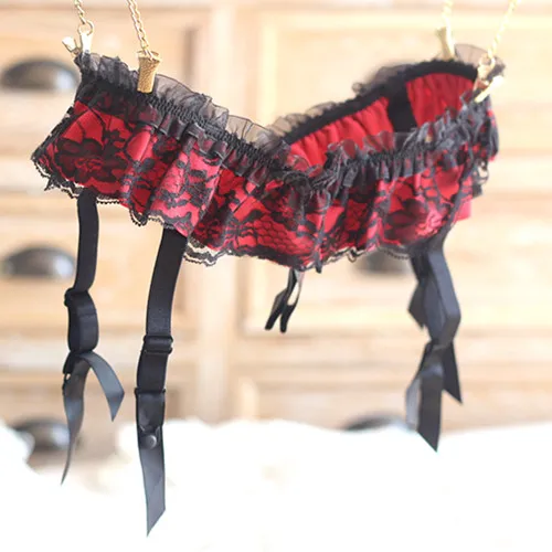 

B yit sexy temptation red black transparent lace cutout female one-piece sock clip