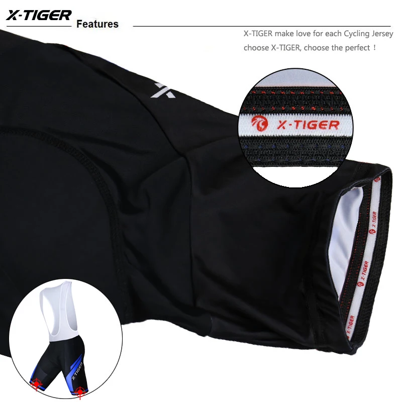 X-TIGER Cycling Bib Shorts Pro Bib Bike Tights 5D Padded Riding Bicycle Cycling Bib Shorts Summer Mens Cycling Shorts