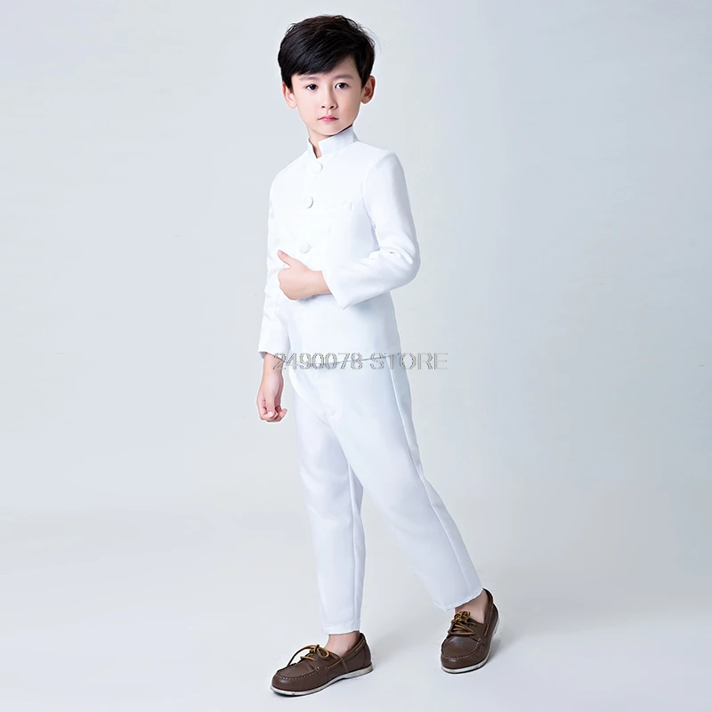 Children Chinese Tunic Suit Kids Folk Costume Boy graduating Dance Costume Blazer Coat+pants Business performance chorus Suit