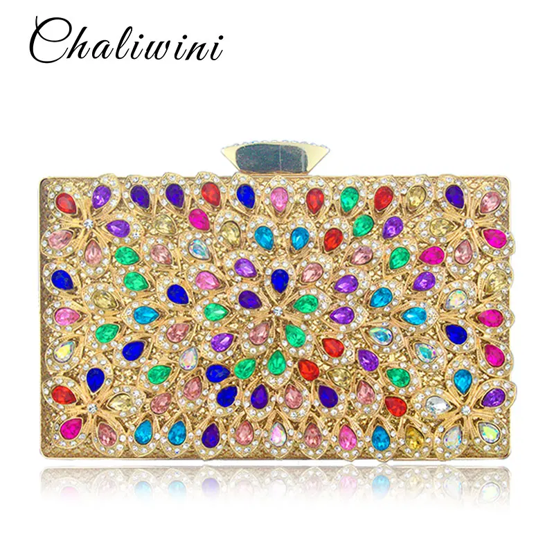 

Metallic Quality England Style Colorful Crystal Diamond For Women Bags Hand Bags Hand Made Clutches Party Bag Bolsa Feminina