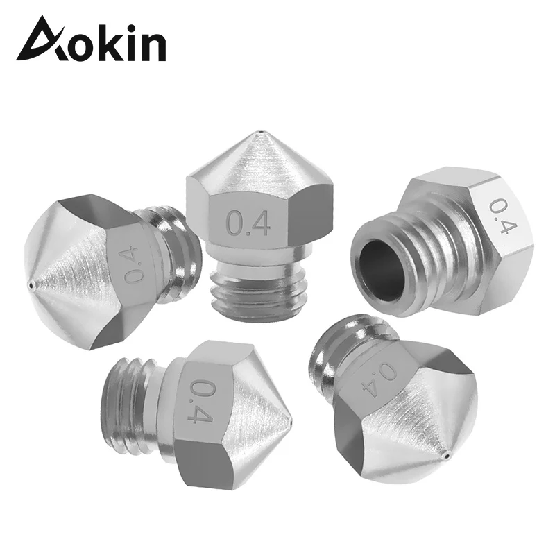 5pcs 3D Printer MK10 Extruder 0.2mm 0.3mm 0.4mm 0.5mm 0.6mm 0.8mm 1.0mm M7 Threaded mk10 Stainless Steel Nozzle 1.75mm Filament