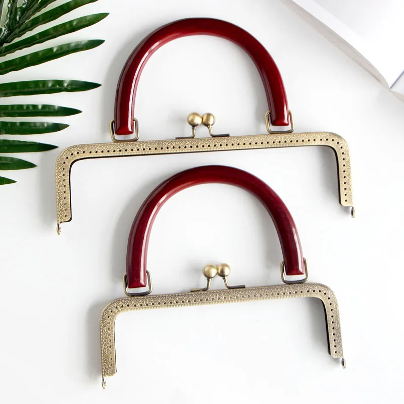 Wood Handle Square 20 Bronze Gold Box Bag Hardware Parts Clutch Frame Clasp Bag Accessories Diy Vintage Metal Clutch Purse Frame