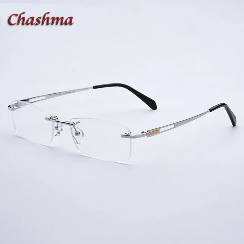 Chashma Light Rimless Glasses Pure Titanium Frame Men Eyewear Ready Prescription Graduation Glasses with Recipe