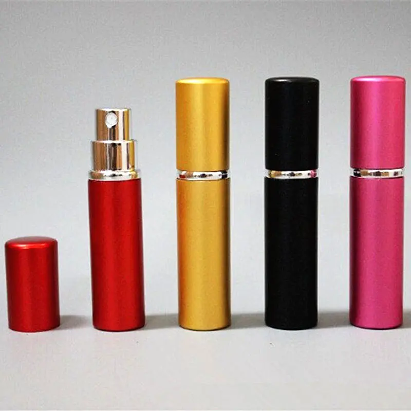 15pcs/Lot 5ml Portable Aftershave Makeup Perfume Empty Bottle Pump Spray Atomizer Glass Anodized Aluminium Travel Scent bBottle