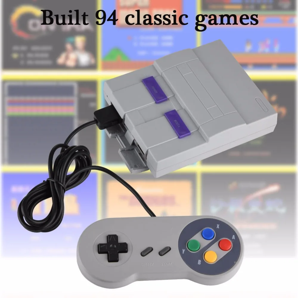 NEW 16 Bit Games!! Retro Mini TV Video Game Console with 94 Built-in Different 16 Bit Games For Snes Two Gamepads AV Out